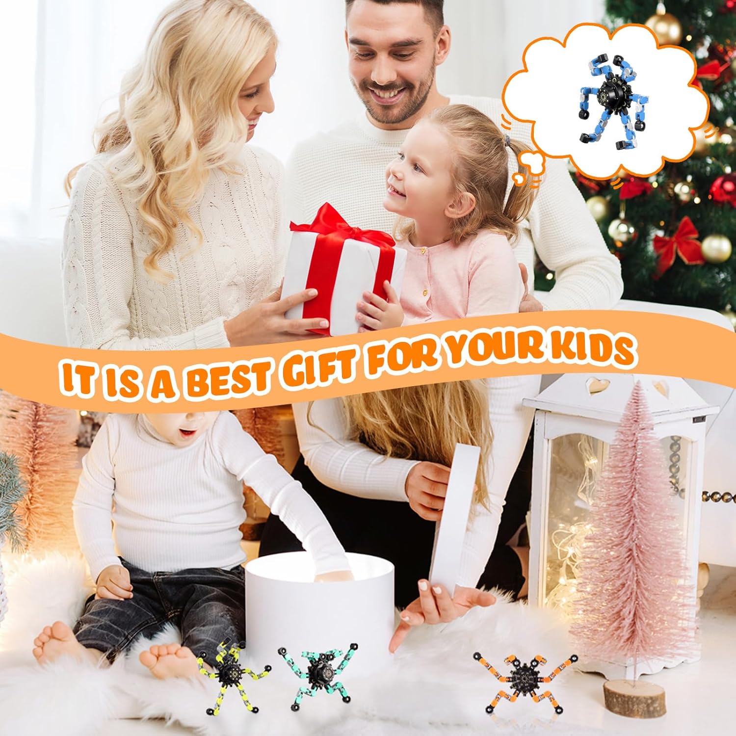 32 Pcs Transformable Fidget Spinners Toys, Valentines Party Favors, Stress Relief Sensory Fidget Toys Deformable Chain DIY Robot Spinner Fingertip Gyro Birthday Valentines Day Gifts for Kid Adults - Image 7