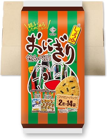 Masya Rice Ball Rice Crackers, Family Pack, 2 Sheets x 14 Bags, PSJBOX Individual Packaging, Small Dividing, Soy Sauce Flavor, Snacks, Snacks, Soy Sauce Flavor, Rice Crackers, Made in Japan