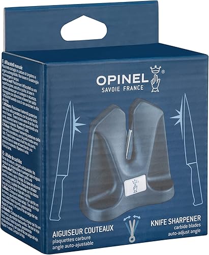 Miniatura 3 de Opinel Afilador manual, herramienta portátil compacta de mantenimiento y afilado de cuchillos, ángulo autoajustable, base acolchada de silicona,