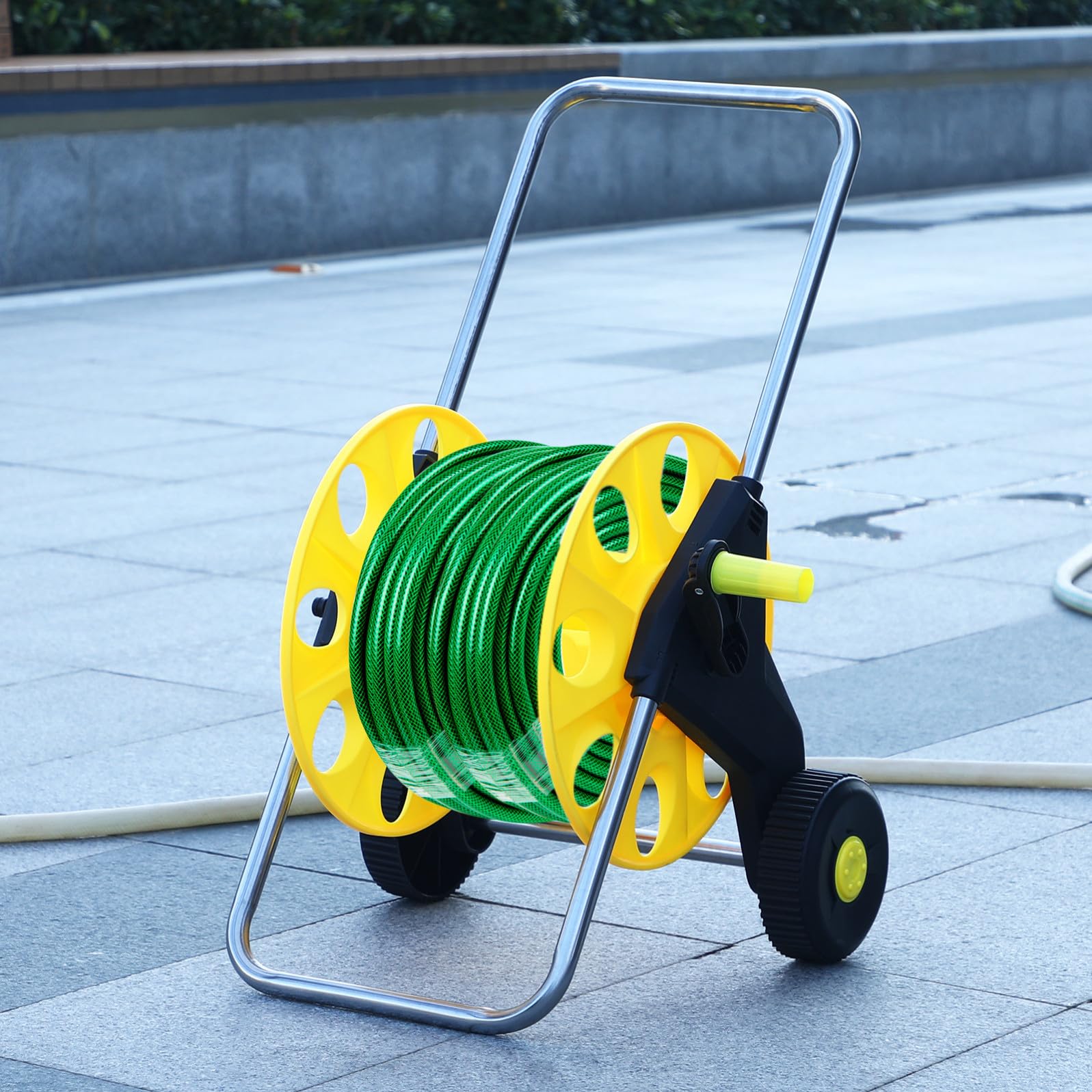 jojofuny Carrello Avvolgitubo da Giardino con Ruote, Resistente All'usura, in Pp, Design Compatto per Annaffiare Piante e Lavare Auto
