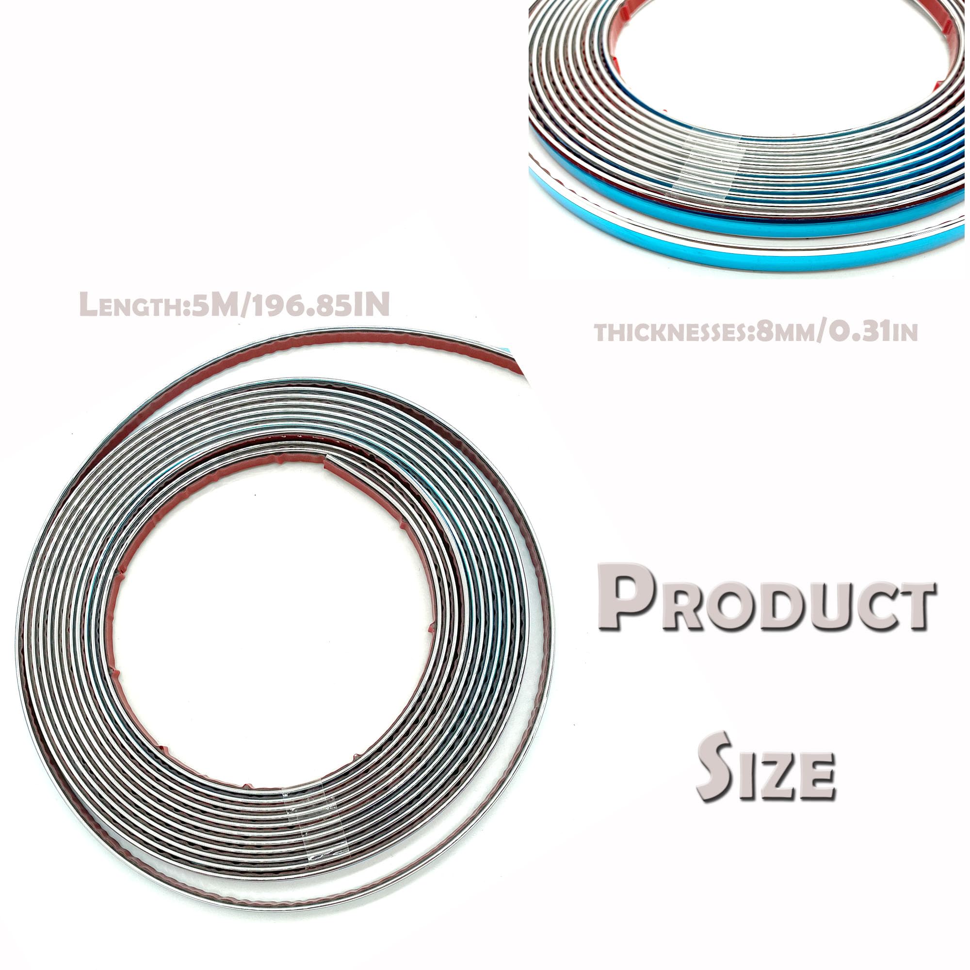 Nastro Adesivo Cromato Auto 8mm X 5m - Nero, Per Decorazione E Protezione Carrozzeria - Foto 8