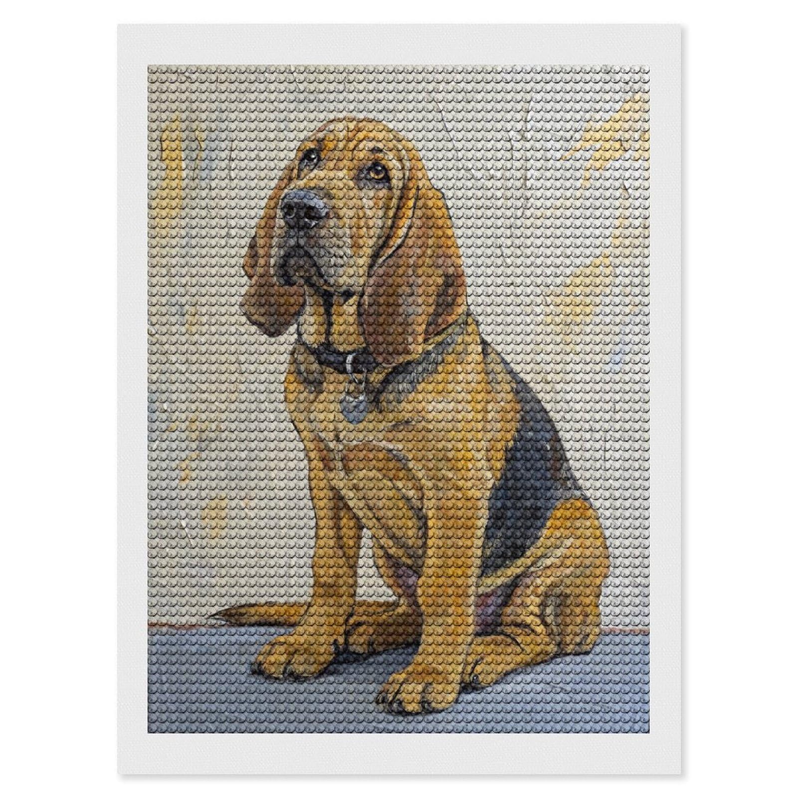 Junmoney Bloodhound Dog Portrait Full Drill Diamond Painting Kit 12"x16", for Teens, Adhesive Canvas, Bedroom Decor, Holiday Gift Idea