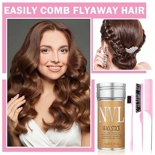 Miniatura 7 de NVLEPTAP Barra de cera para el cabello para un peinado suave, control de bordes no graso y domador de encrespamiento para mujeres, 3 piezas con