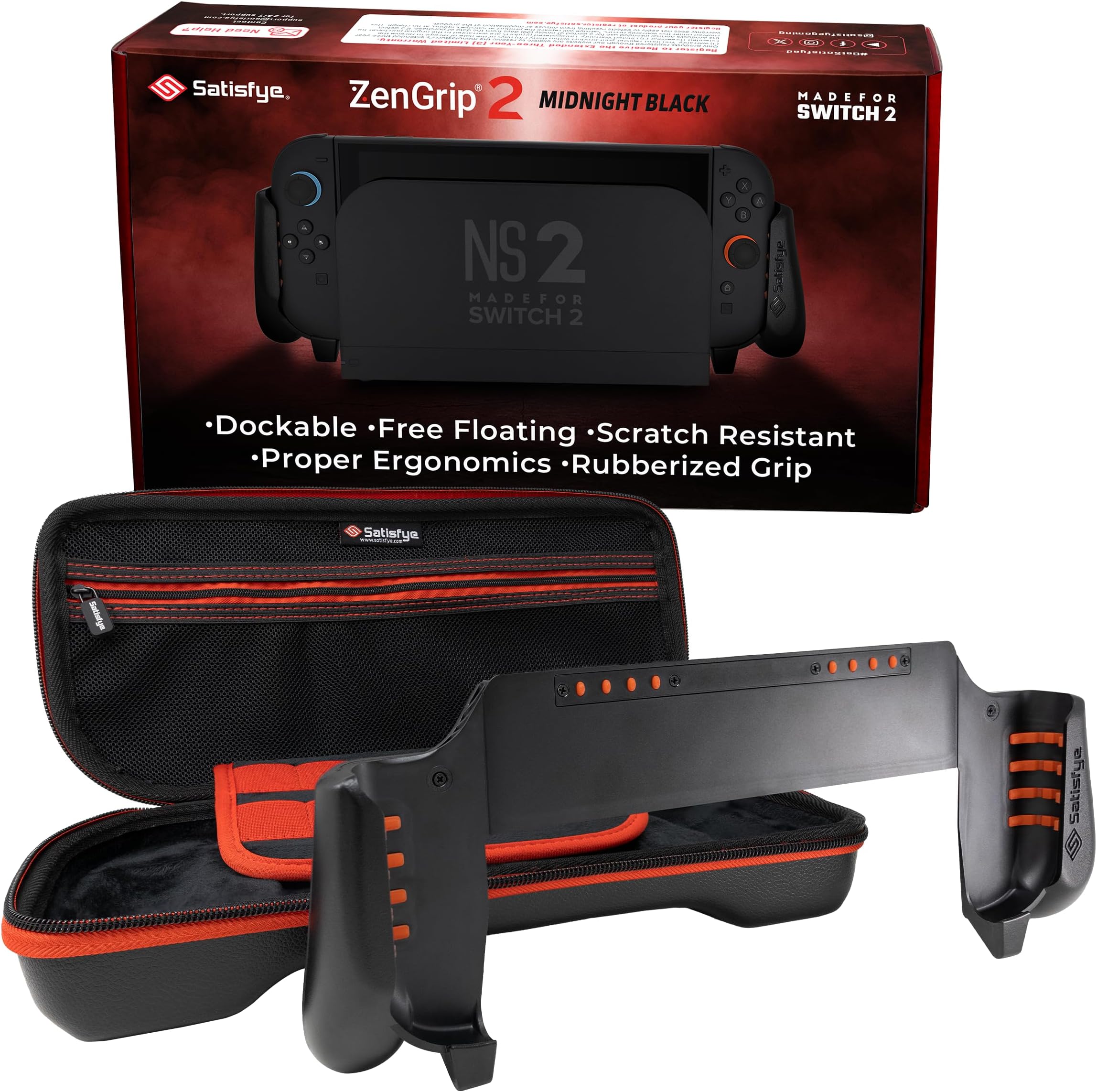 Satisfye – ZenGrip 2 Slim Bundle, Accessories Compatible with Nintendo Switch 2 - The Bundle includes: ZenGrip 2, Slim Case (Fits Switch 2 only)
