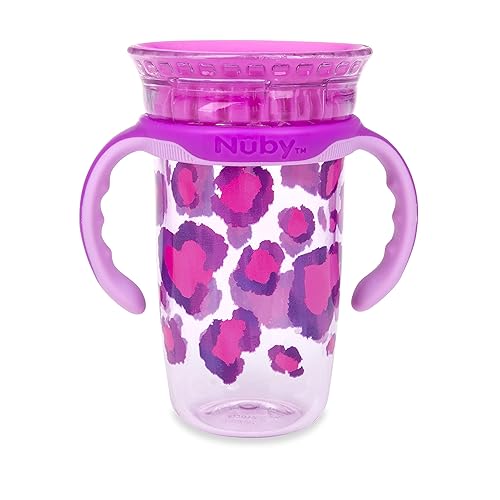 Luv N CareNuby Nuby 360 Edge - Vaso con 2 etapas con asas extraíbles y funda higiénica 101fl oz 394ft color morado 80810