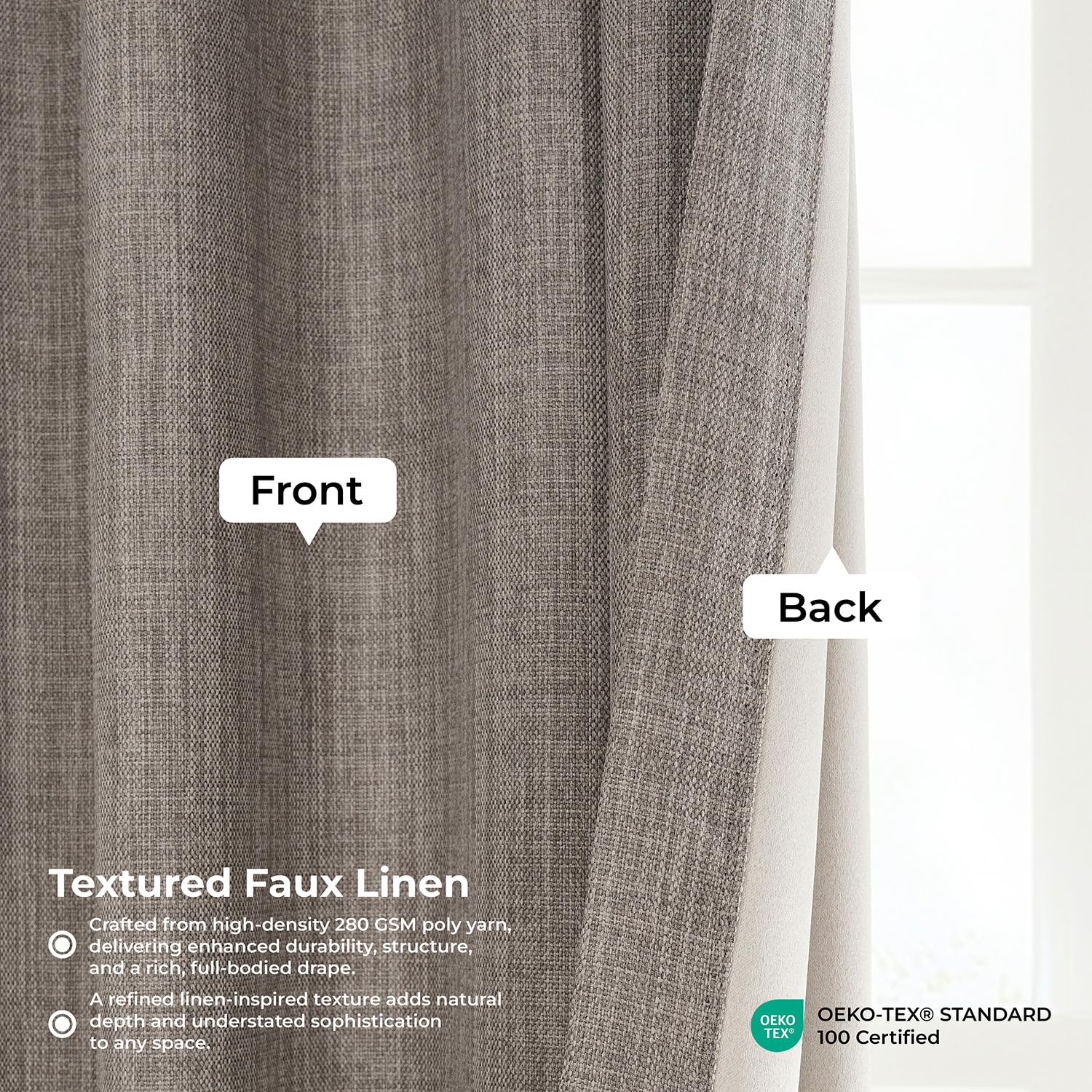 HPD Half Price Drapes Cortinas de Lino sintético con Textura para oscurecer la habitación, para Dormitorio, 100 Pulgadas de Ancho x 108 Pulgadas de Largo, Cortinas Extra Anchas para Sala de Estar,