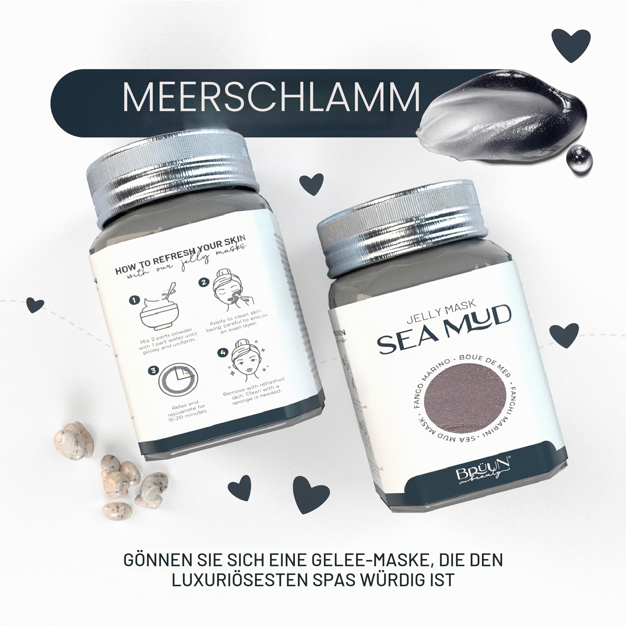 BRÜUN Peel Off Gelee Masken Premium Hydro Jelly Mask Meeresschlamm | 652g Gesichtsmasken Beauty Gesichtspflege