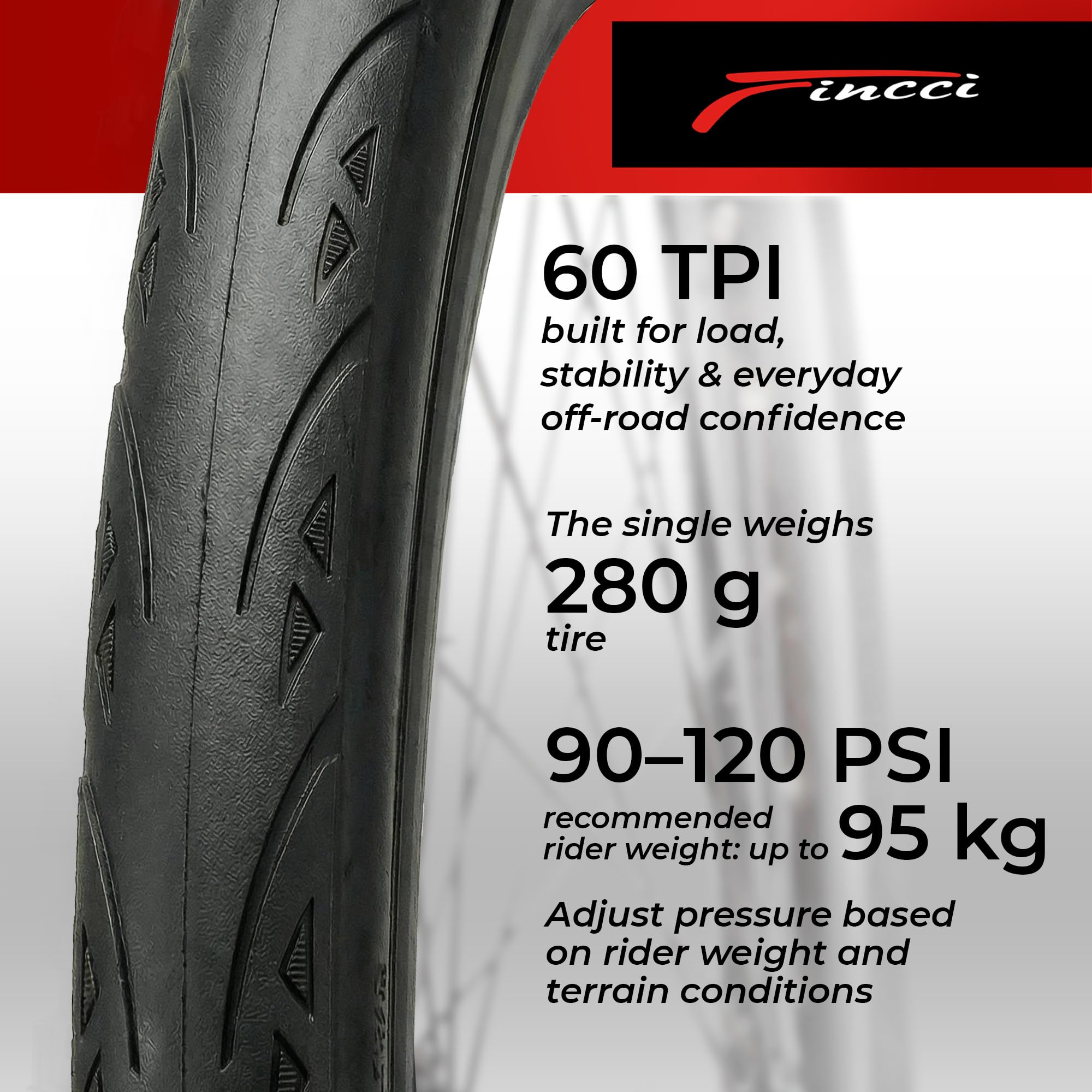Fincci Copertoni Bici da Corsa 700x25c (ETRTO 25-622) – Coppia Pieghevole con Protezione Antiforatura 1 mm in Nylon LVL3, 60 TPI, Opzione con Fascia Riflettente, per Strada, Gara, Sport e Ciclismo