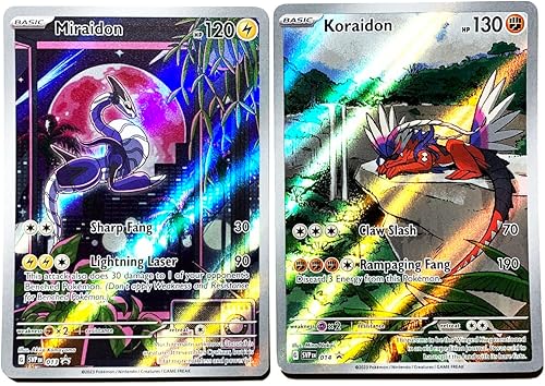 Miraidon & Koraidon - Escarlata y violeta - SVP013 - SVP014 - Lote de cartas de Pokemon de Black Star Promo - Illustrator Holo Foil