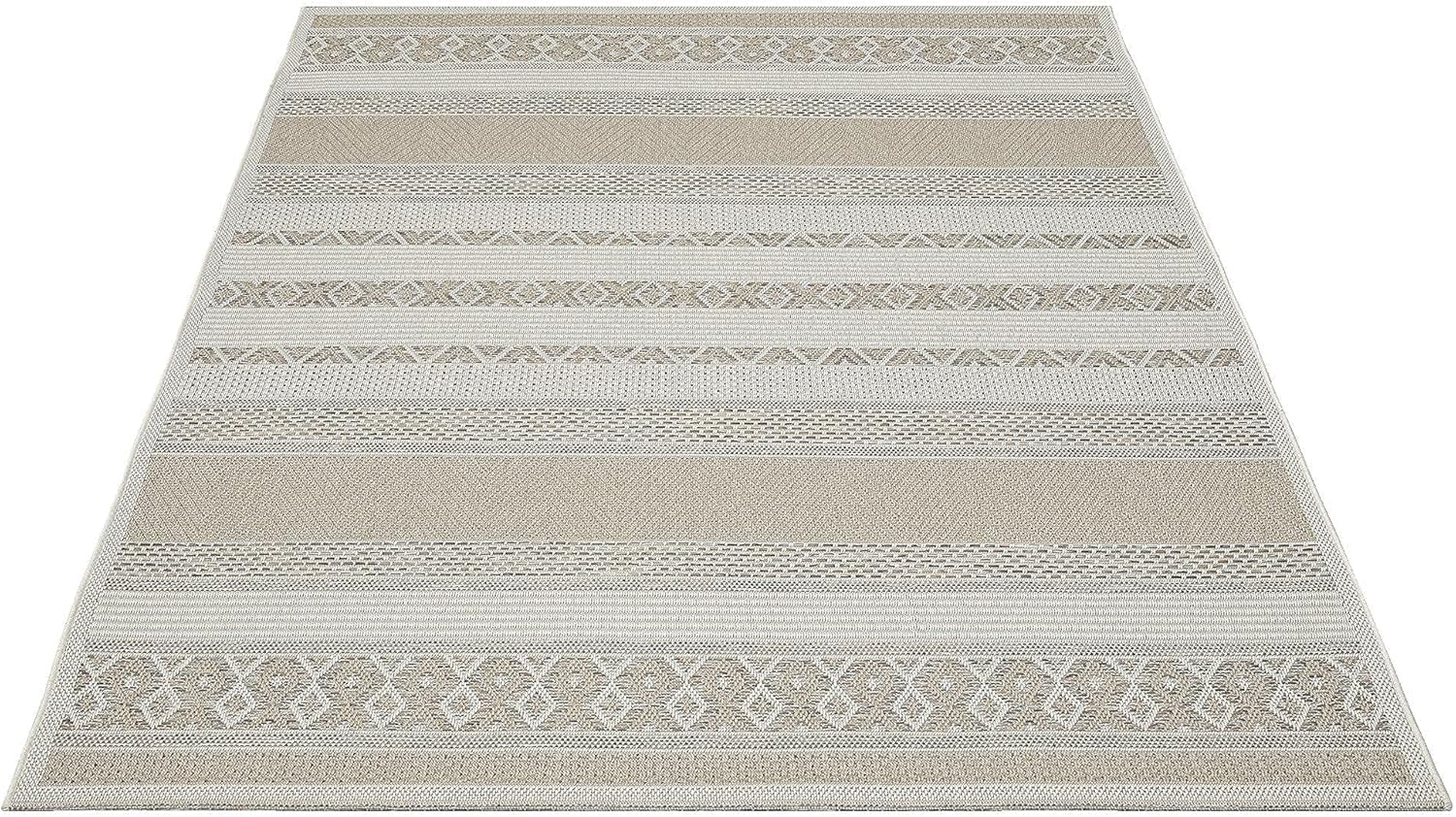 Mia’s Teppiche Denver – Tapis d’extérieur Robuste, Moderne, résistant aux intempéries et aux UV, pour Balcon, terrasse et véranda, Beige, 200 x 280 cm