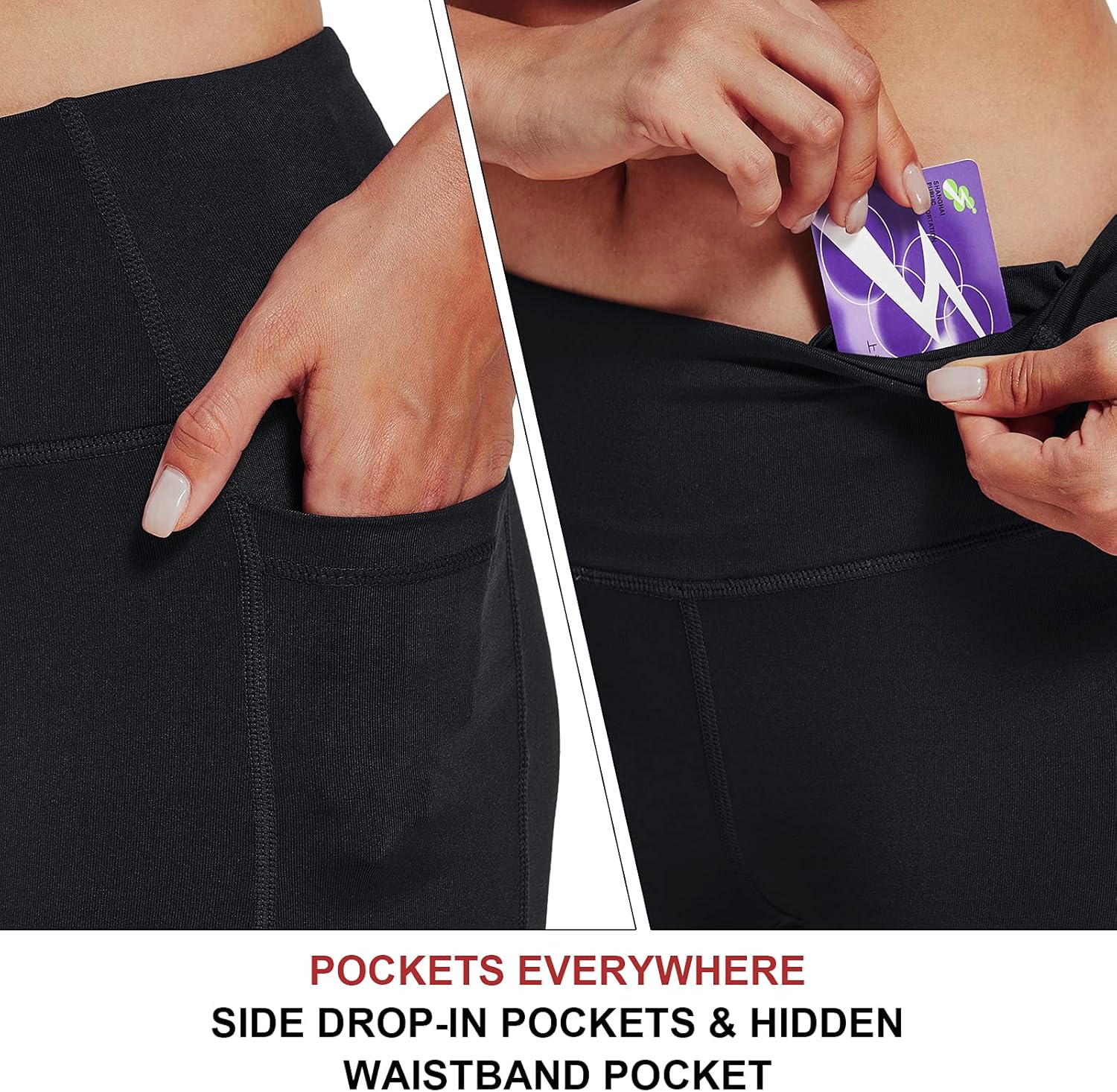 Women's 8" /5" /2" High Waist Biker Shorts with Pockets Yoga Workout Running Bike Athletic Compression Shorts