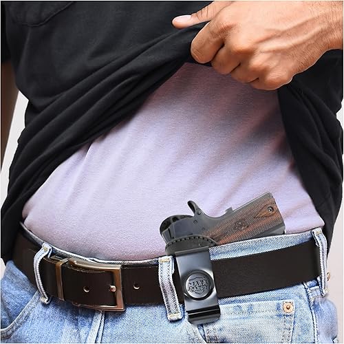 Miniatura 10 de PH - Funda de cuero genuino para pistola de 1911 de 5 pulgadas, funda de cuero para pistola táctica Iwb, funda de transporte oculta de cuero, cómoda