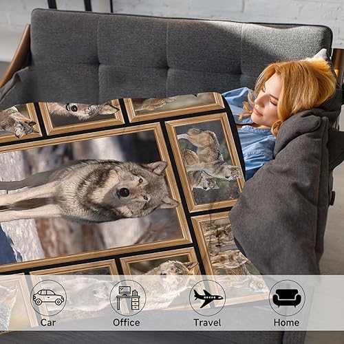 Miniatura 4 de Manta de lobo divertida manta de lobo lobo para hombres, mujeres y niños, regalos de lobo marrón para Navidad, cumpleaños, mantas de franela suaves