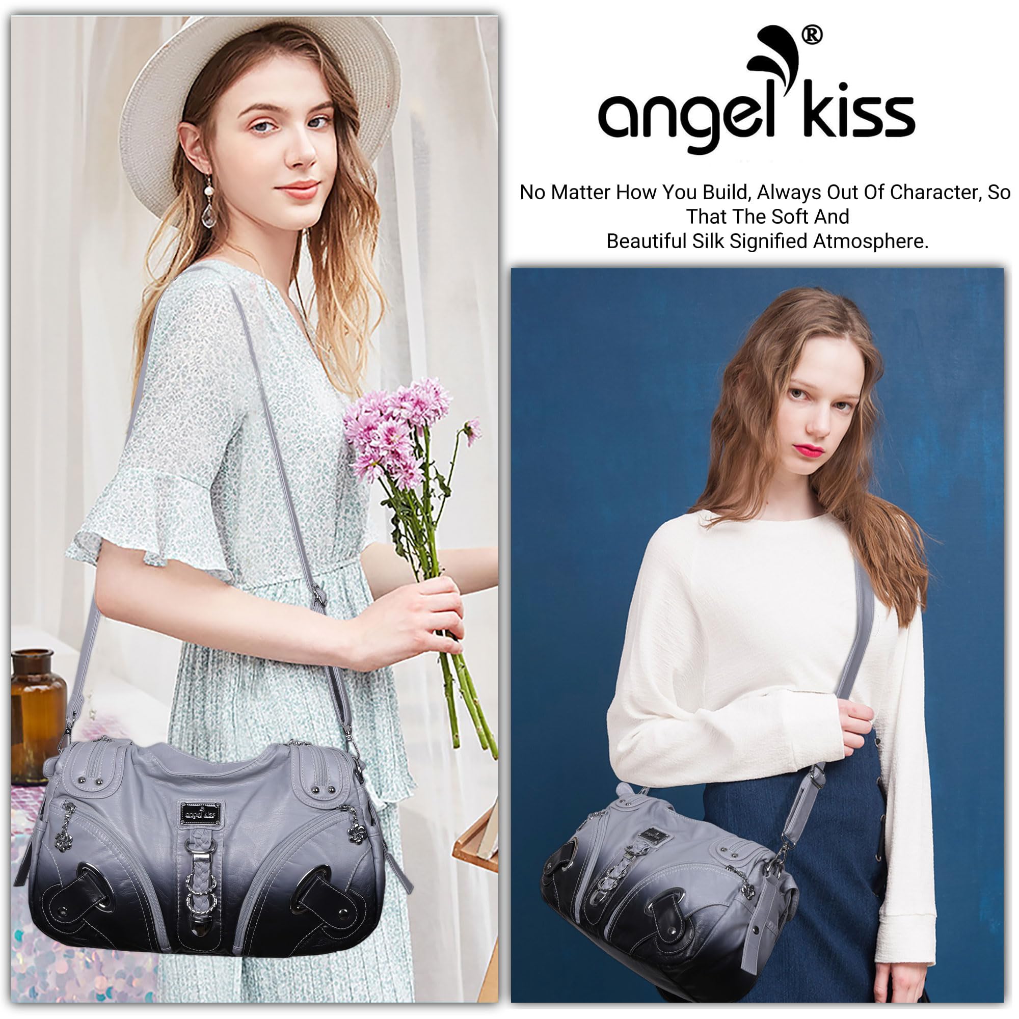Angelkiss Hobo Geldbörsen und Handtaschen für Damen, Umhängetasche, groß, für den täglichen Gebrauch