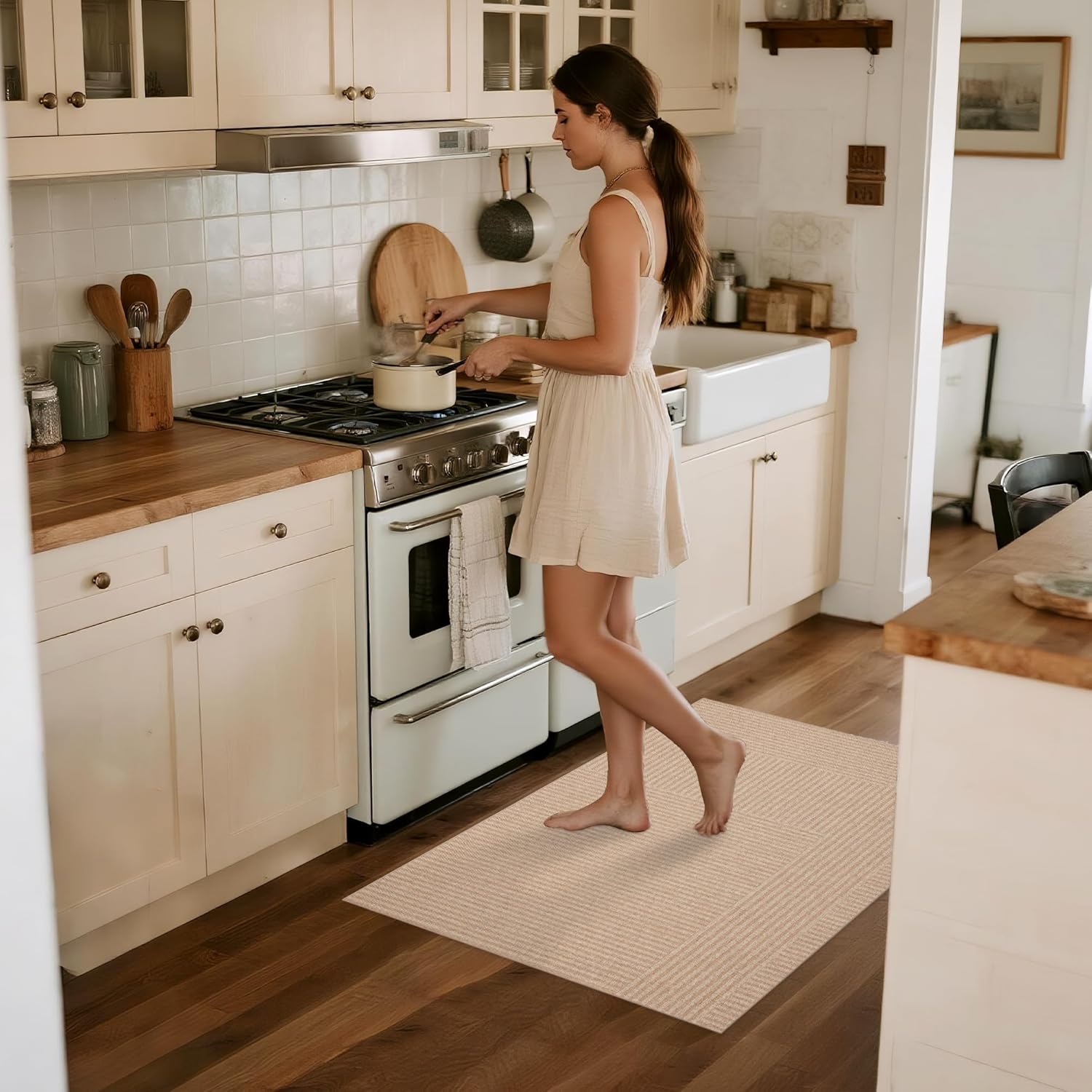 Easy Jute Rug 2x3: Indoor Outdoor Natural Boho Front Door Mat Non Slip - Farmhouse Neutral Contemporary Small Carpet for Entryway Kitchen Bathroom Bedroom Washable