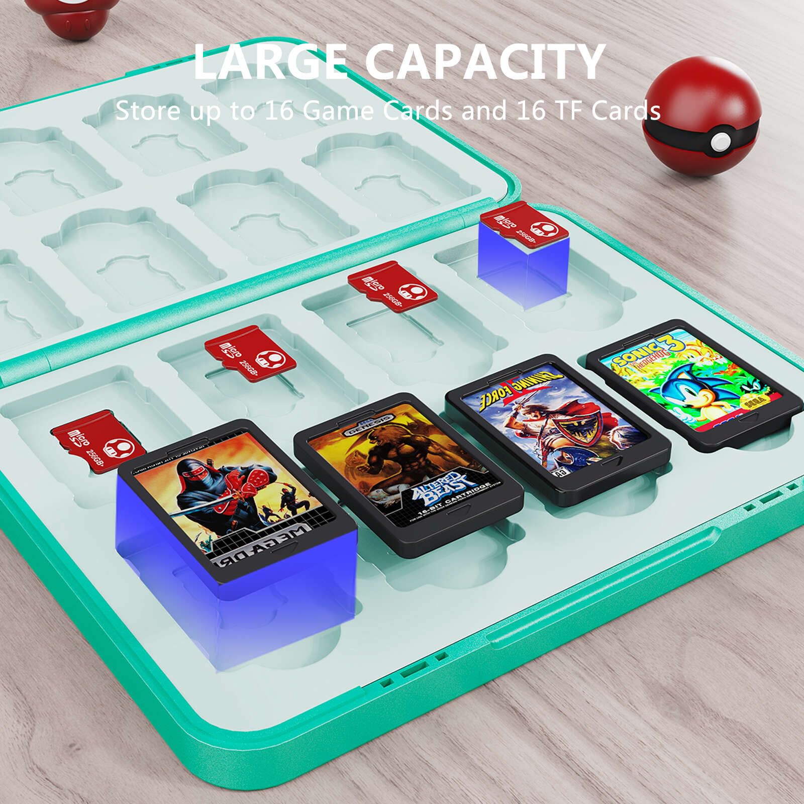 LUCYLANKER Étui de Rangement pour Jeux Switch Lite NS Peut contenir jusqu'à 16 Jeux Système de Rangement de Protection Organisateur de Cartes de Jeu Étui Rigide avec 16 emplacements (B)