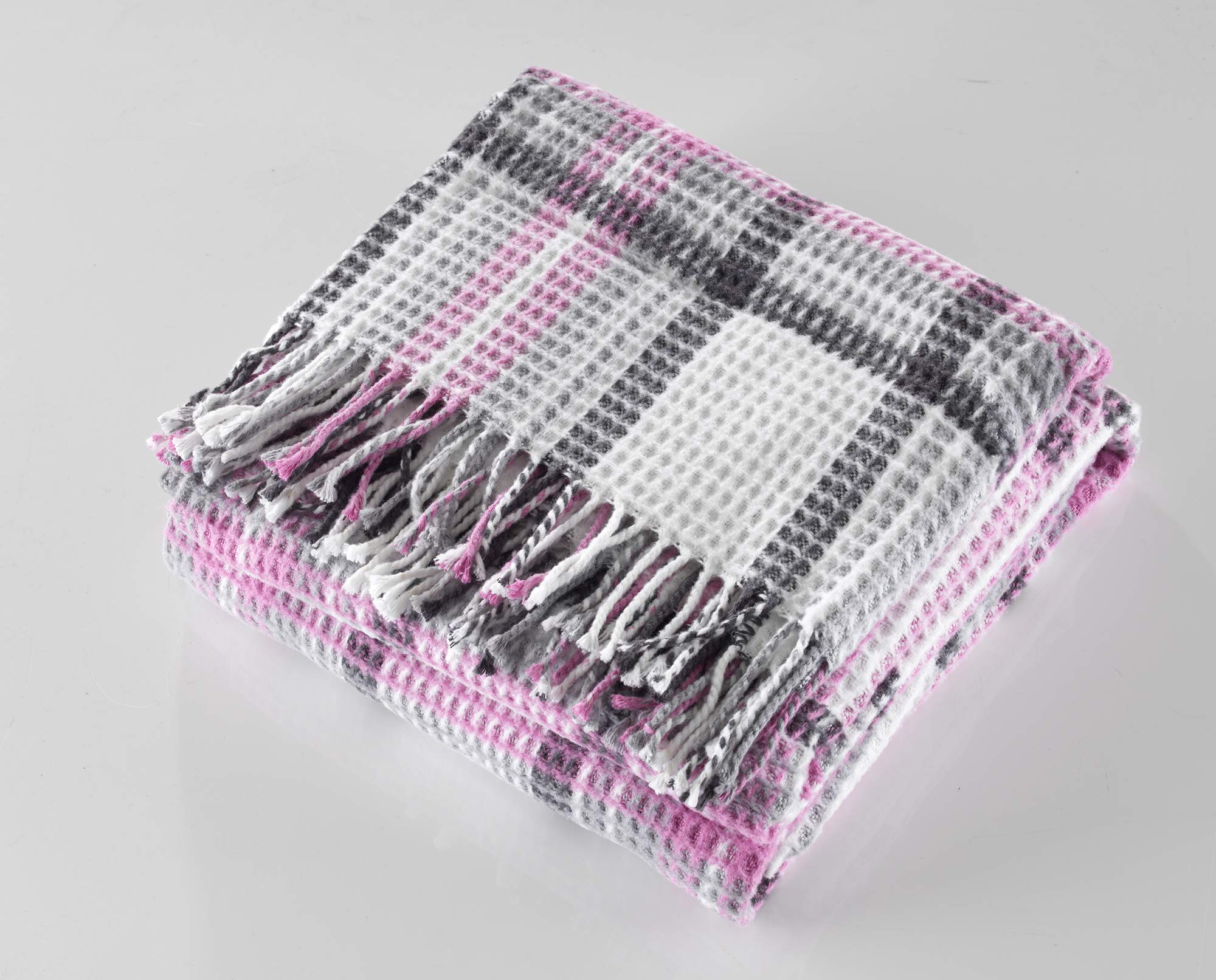 Original Sleep CompanyLarge Super Soft Acrylic Blanket - Pastel Pink Tartan Check 150cm x 200cm