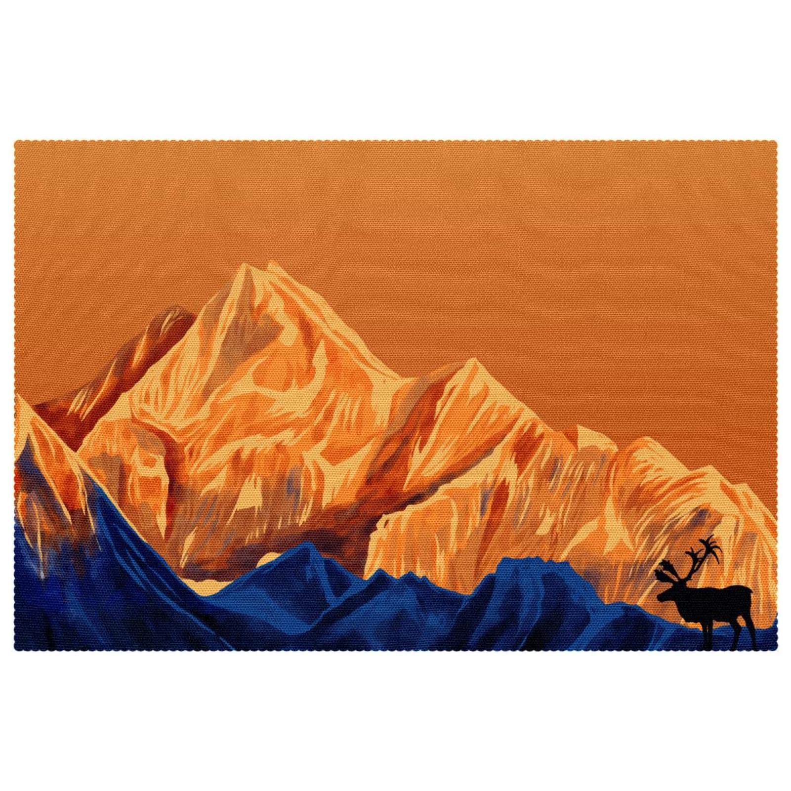 Sets de table cerf et montagne vintage pour de chaleureux repas