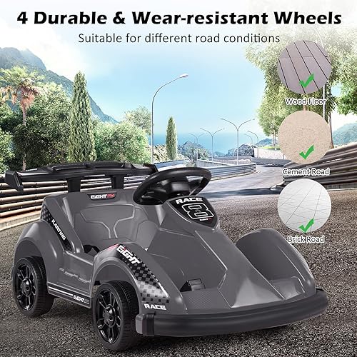 Miniatura 5 de Costzon Carrito de viaje para niños con control remoto cinturón de seguridad música puerto USB adelanteatrás auto eléctrico de 6 V alimentado por