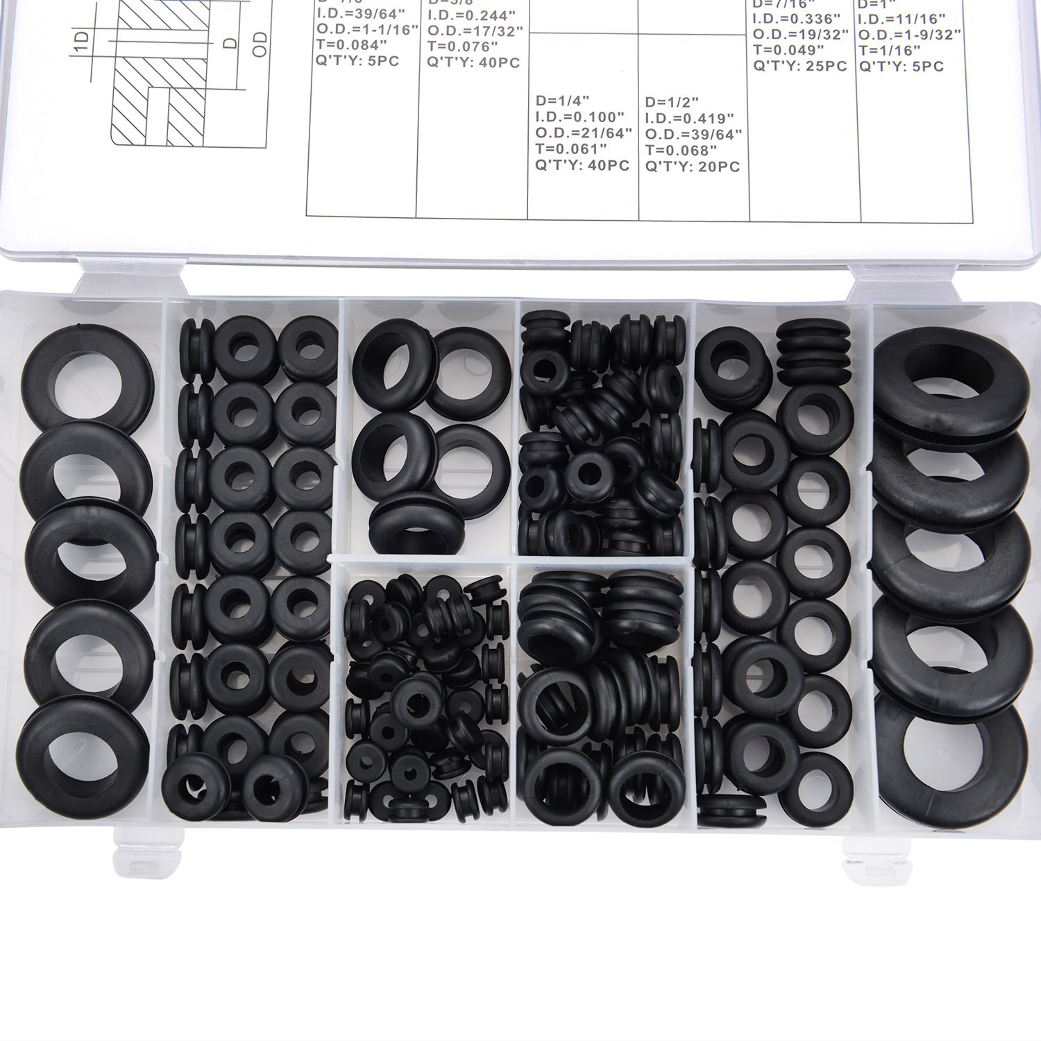 Rubber Grommets, 170pcs Rubber Grommet Assortment Kit, Firewall Hole Plug Set Electrical Gasket O Ring Kit For Protecting Wires Plugs Cables - View #11