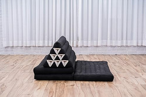 Miniatura 7 de Leewadee - Cojín Tailandés plegable para el suelo con respaldo para TV, sala de estar, colchón para exterior, 65.7 x 20.9 x 11.8 pulgadas, Kapok