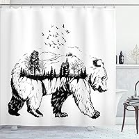 Vista 44 de Ambesonne Cortina de ducha de caballo, potente semental de Appaloosa, elegante estampado equino de campeón de sangre pura real, juego de decoración