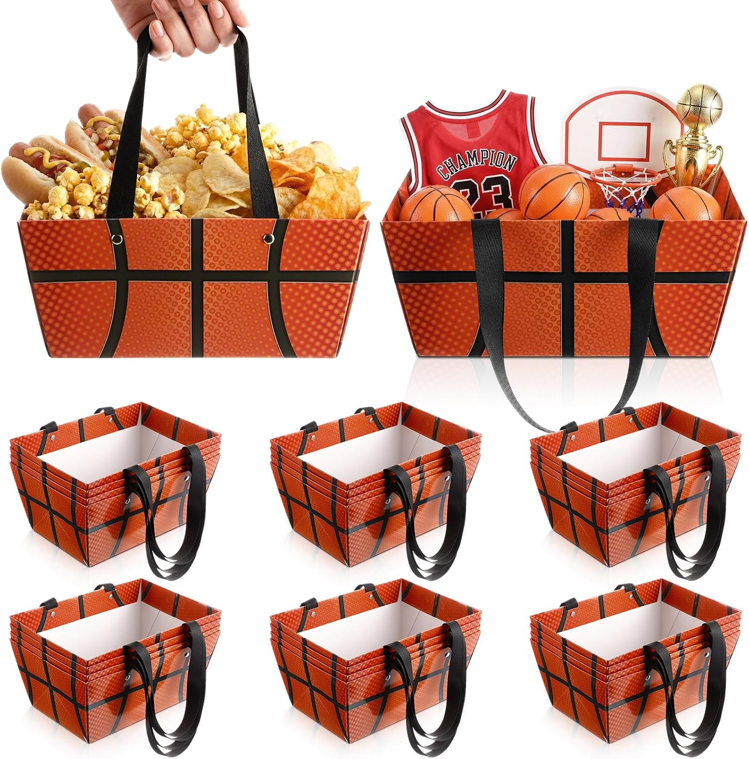 Glenmal 24 Pcs 2026 Senior Night Baseball Baskets for Gifts Empty with Handles 9.8 x 6.5 x 4.3 Inch Reusable Waterproof Cardstock Baseball Gift Baskets for Sports Party Favor Holiday Birthday Decor
