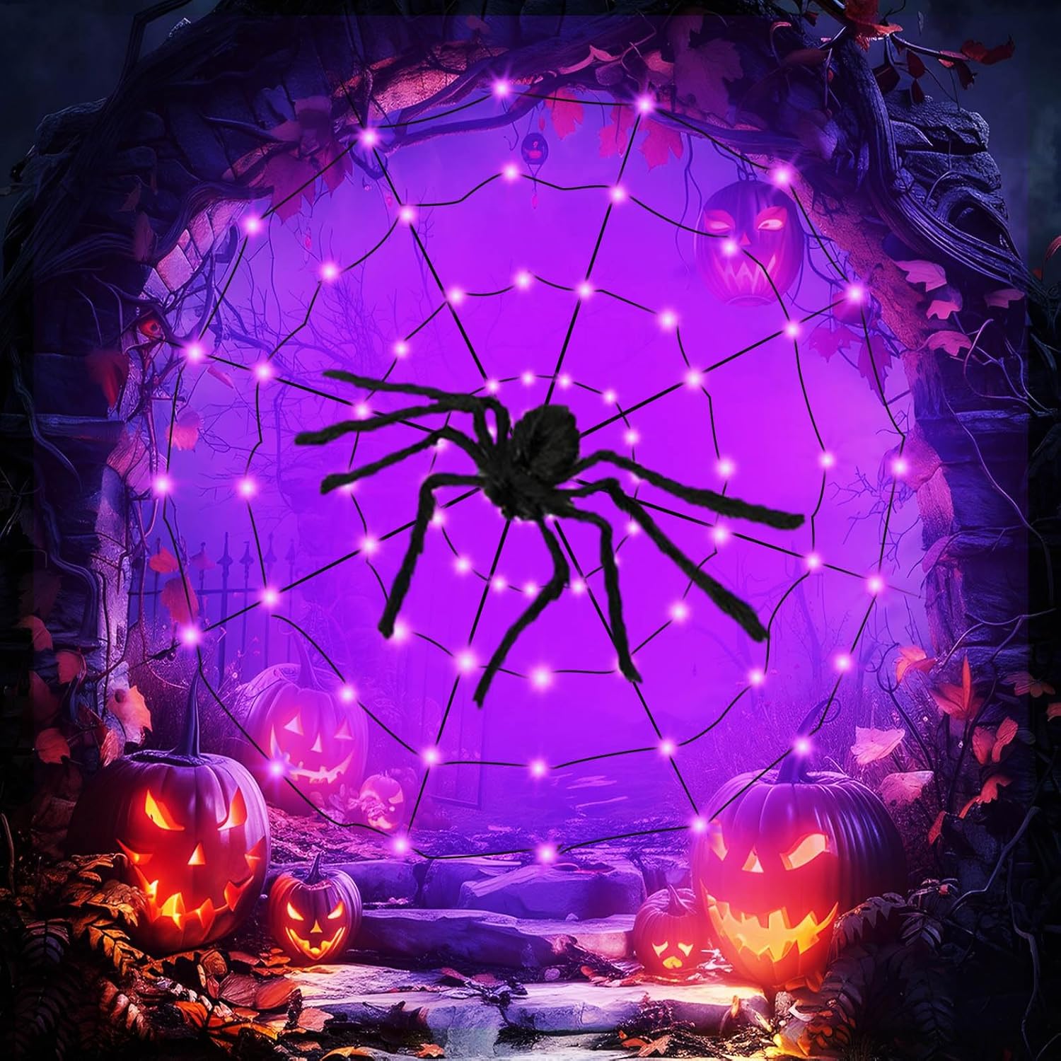 Halloween pókháló fények teljes szett