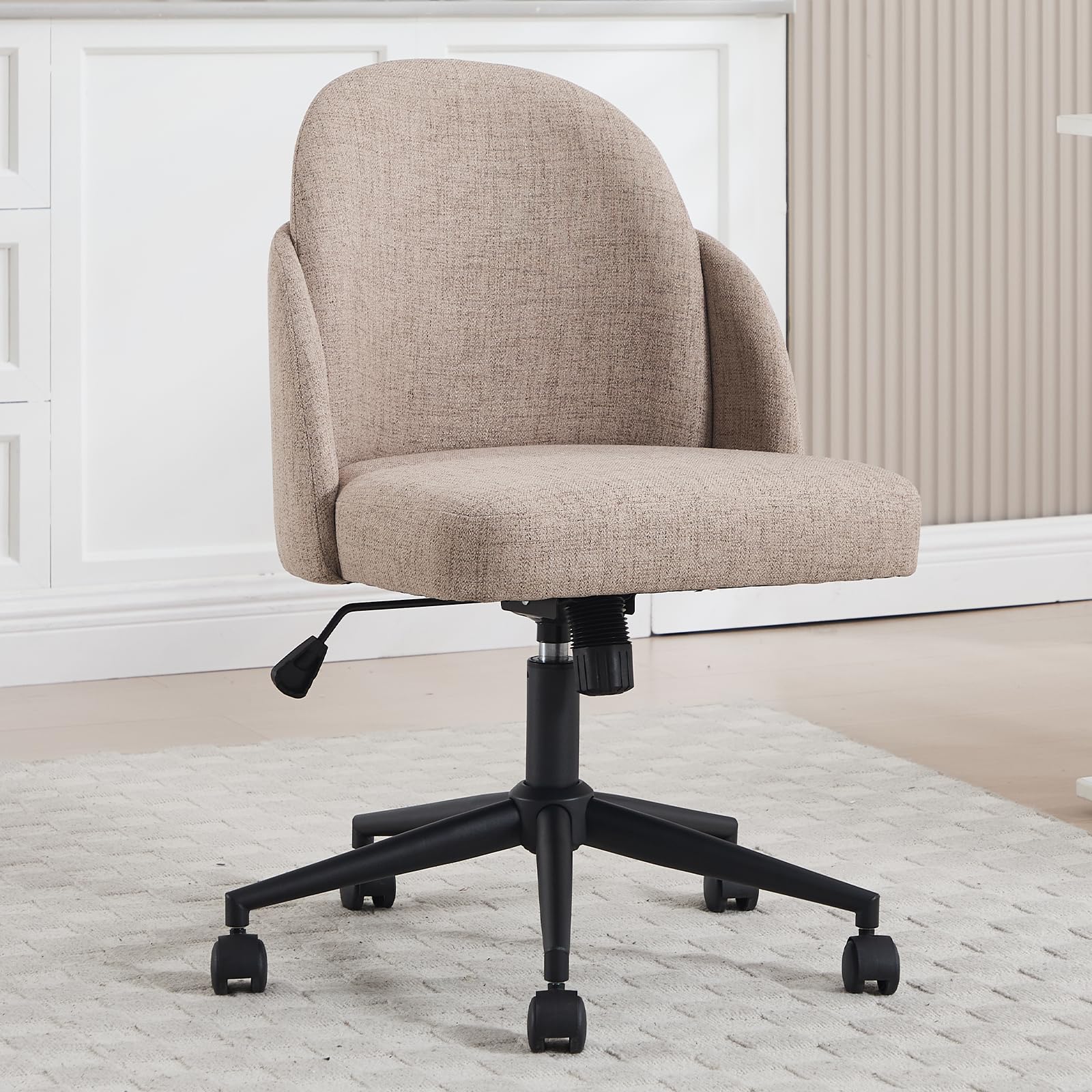 Chairus Chaise de Bureau en Lin Réglable en Hauteur Pivotante avec Roulettes Kaki pour Maison