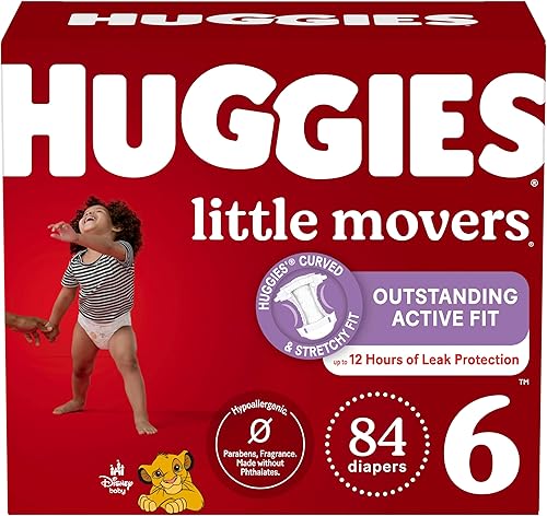 Huggies Size 6 Diapers, Little Movers Baby Diapers, Size 6 (35+ lbs), 84 Count, Packaging May Vary
