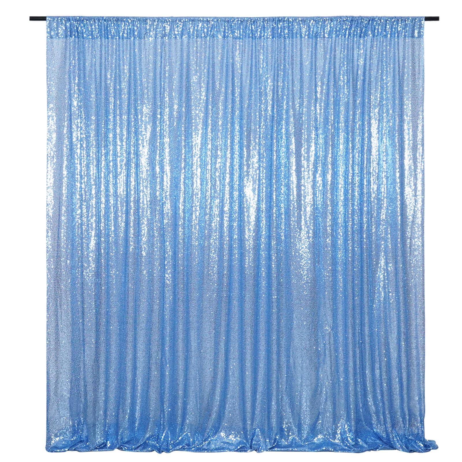 Poise3EHome Baby Blue Sequin Backdrop Curtain,8FT x 10FT Sequin Photography Backdrop Curtain for Party Decoration