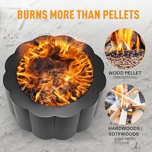 Miniatura 2 de MYFIREPLACEDIRECT Fogata con bandeja de cenizas desmontable, hoguera portátil de 24 pulgadas con bolsa de transporte para espacio exterior,