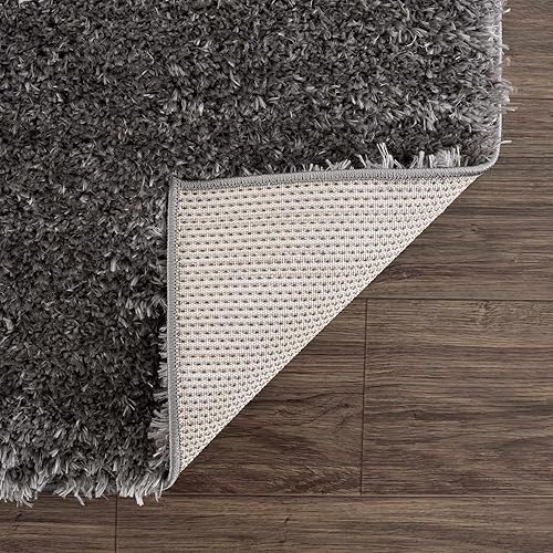 Miniatura 4 de Hauteloom Faina Machine Washable Solid Shag Rug - Plain Living Room Bedroom Shaggy Area Rug - Fluffy Plush High Pile Carpet - Dark Grey Gray - 67 x 9