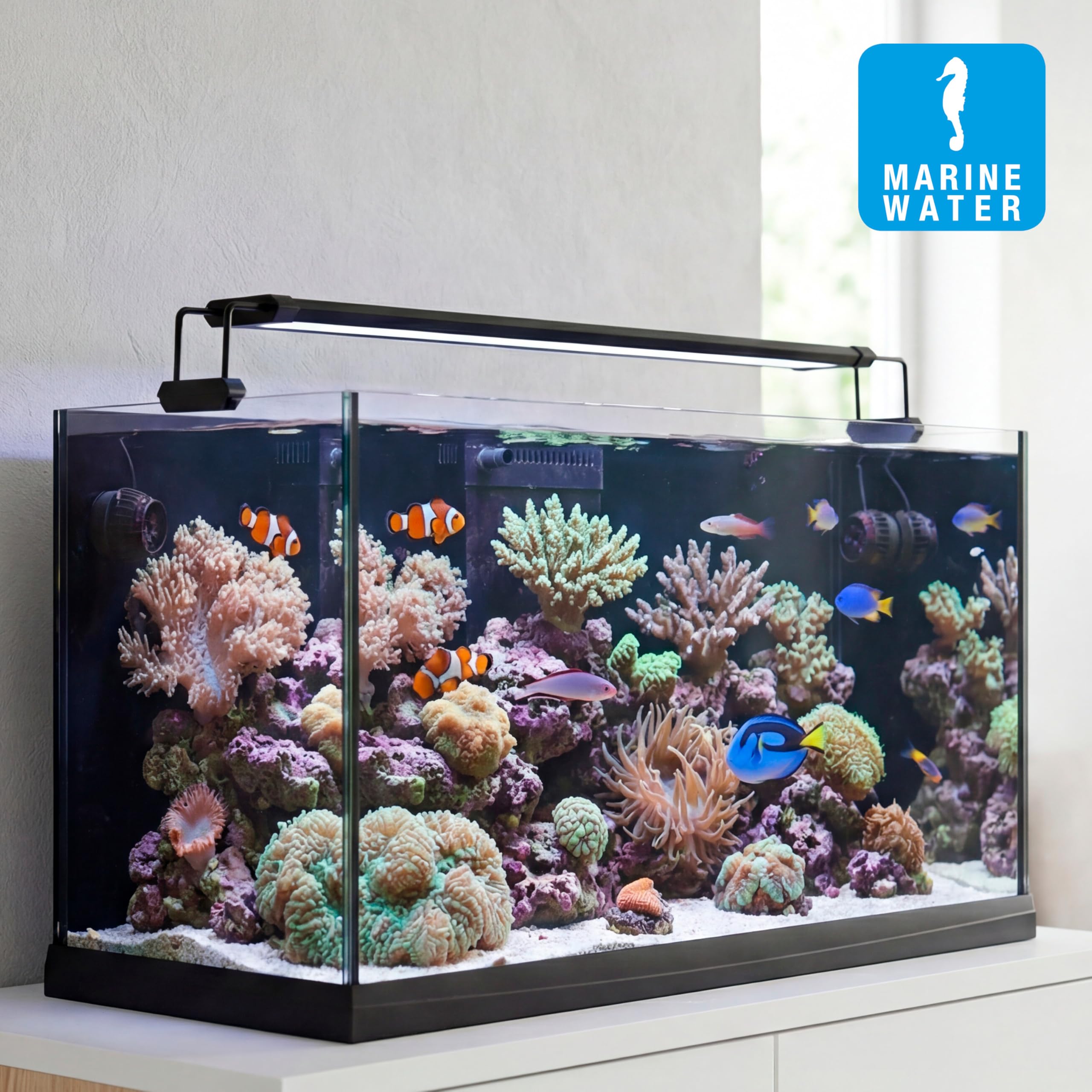 Hydor AQ-LUX REEF 700 Lampada LED per Acquario Marino 36 W (1400 lm) Spettro professionale, Dimmer e Timer Programmabile, Staffe Regolabili, Alimentatore Incl, IP67, 72 x 8 x h 9,5 cm.