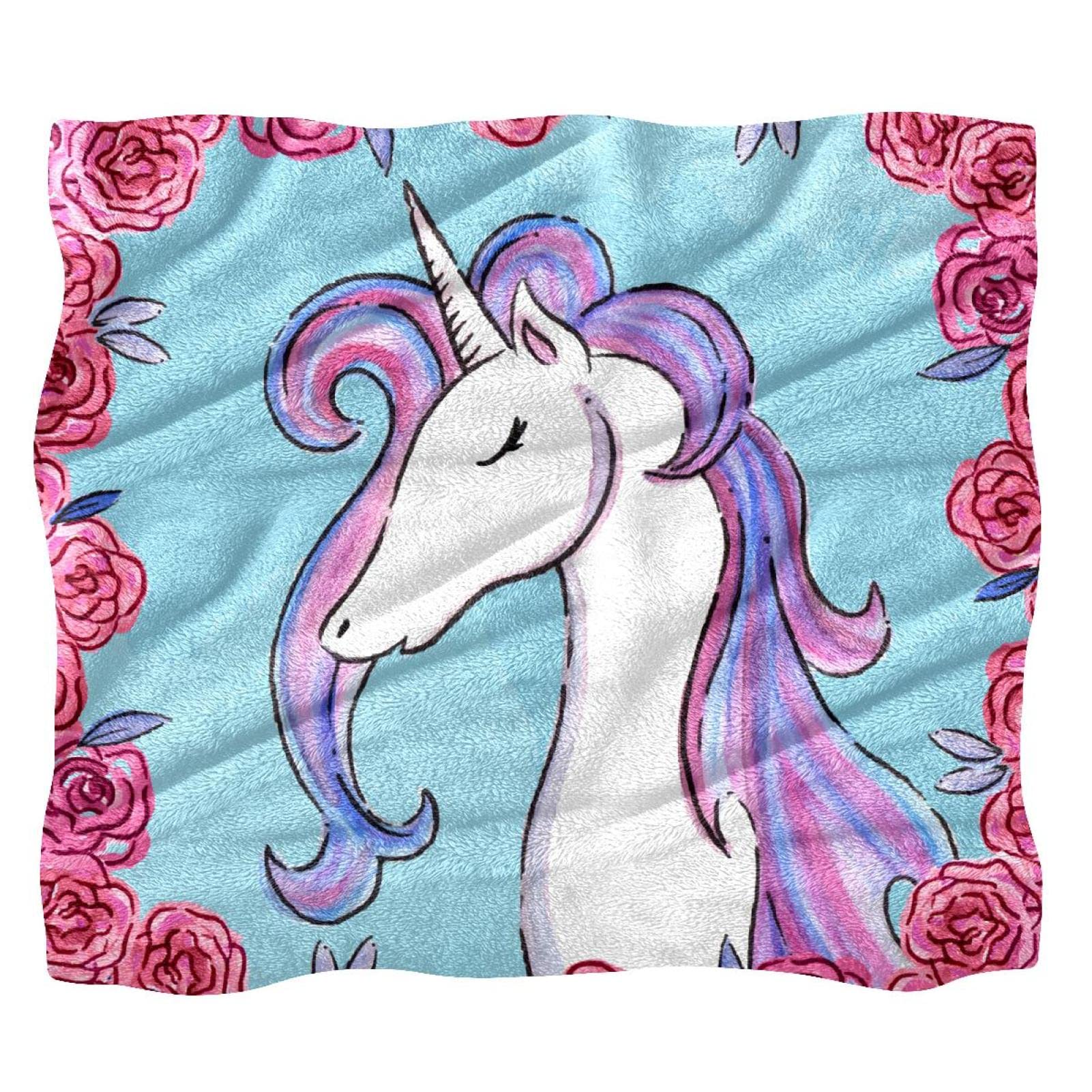 Couverture polaire licorne et cheval rose, cadeau idéal pour lit enfant