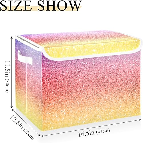 Miniatura 3 de Caja de almacenamiento plegable con purpurina pastel, caja de almacenamiento con tapa, organizadores de armario para niños y almacenamiento,