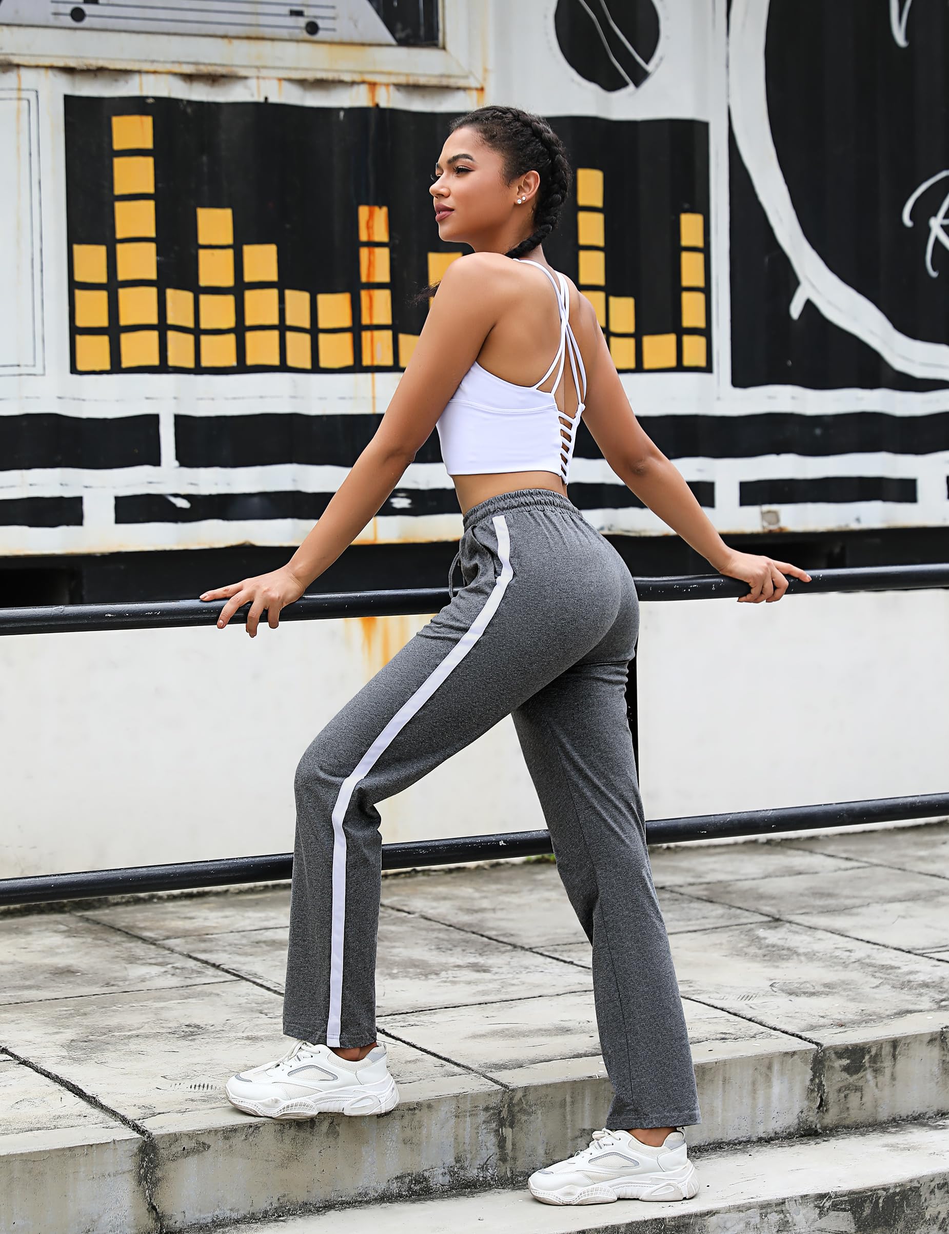 Pantaloni Sportivi Donna in Cotone con Tasche e Coulisse, Pantaloni Jogger Donna Elasticizzati per Allenamento Jogging Fitness