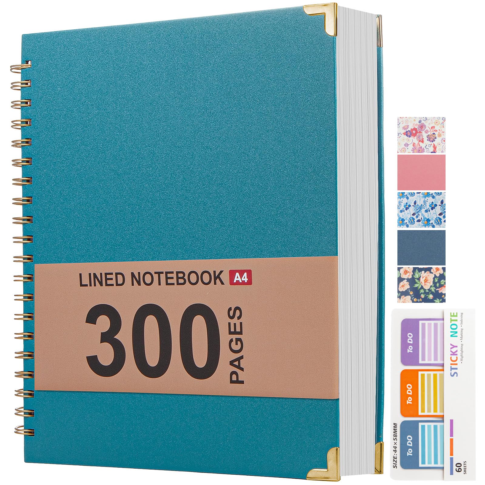 Kutoda Lined Spiral Notebook Journal for Work, 300 Pages Leather 8.5 * 11 College Ruled journals for Writing, Hardcover Notebooks for Note Taking,