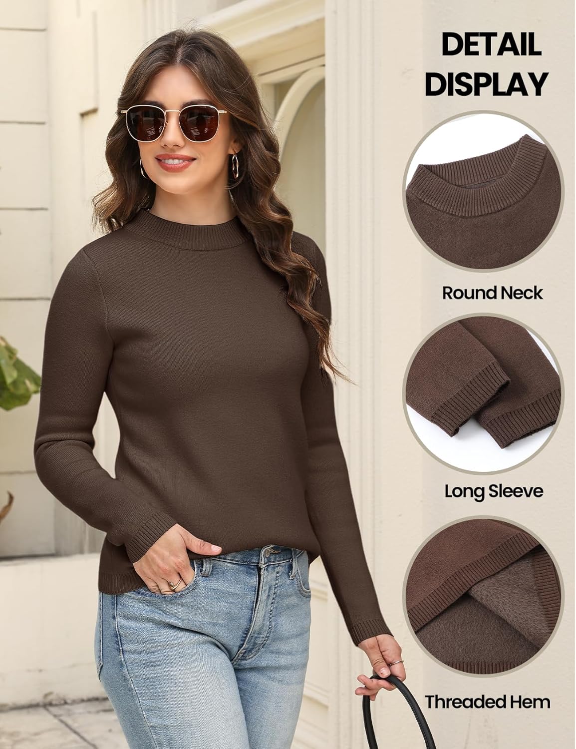 Arssm Womens Fleece Sweaters Sherpa Lined Sweater Thermal Warm Long Sleeve Shirt Mock Neck Pullover Tops
