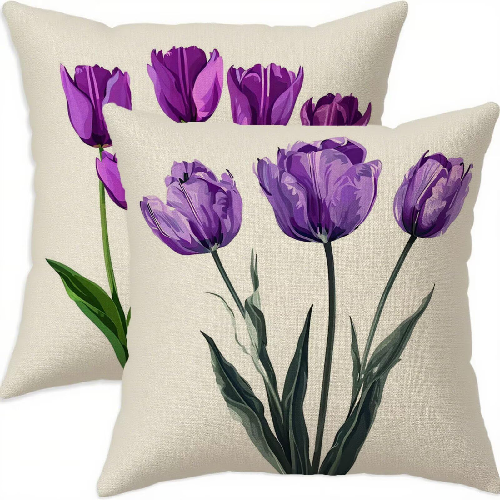 Housse coussin 80x80cm vintage violet lin imperméable extérieur salon