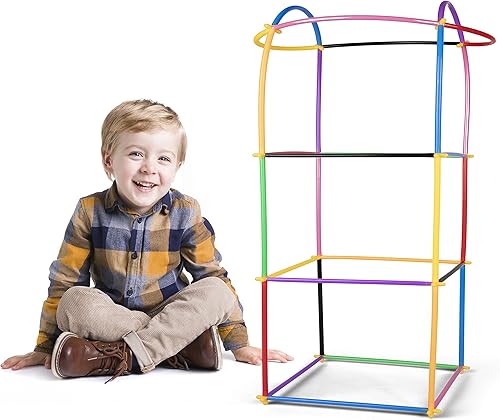 Miniatura 3 de SCS DIRECT Juego de 1000 popotes y conectores de construcción para niños, juguete educativo STEM de construcción que incluye varios colores y
