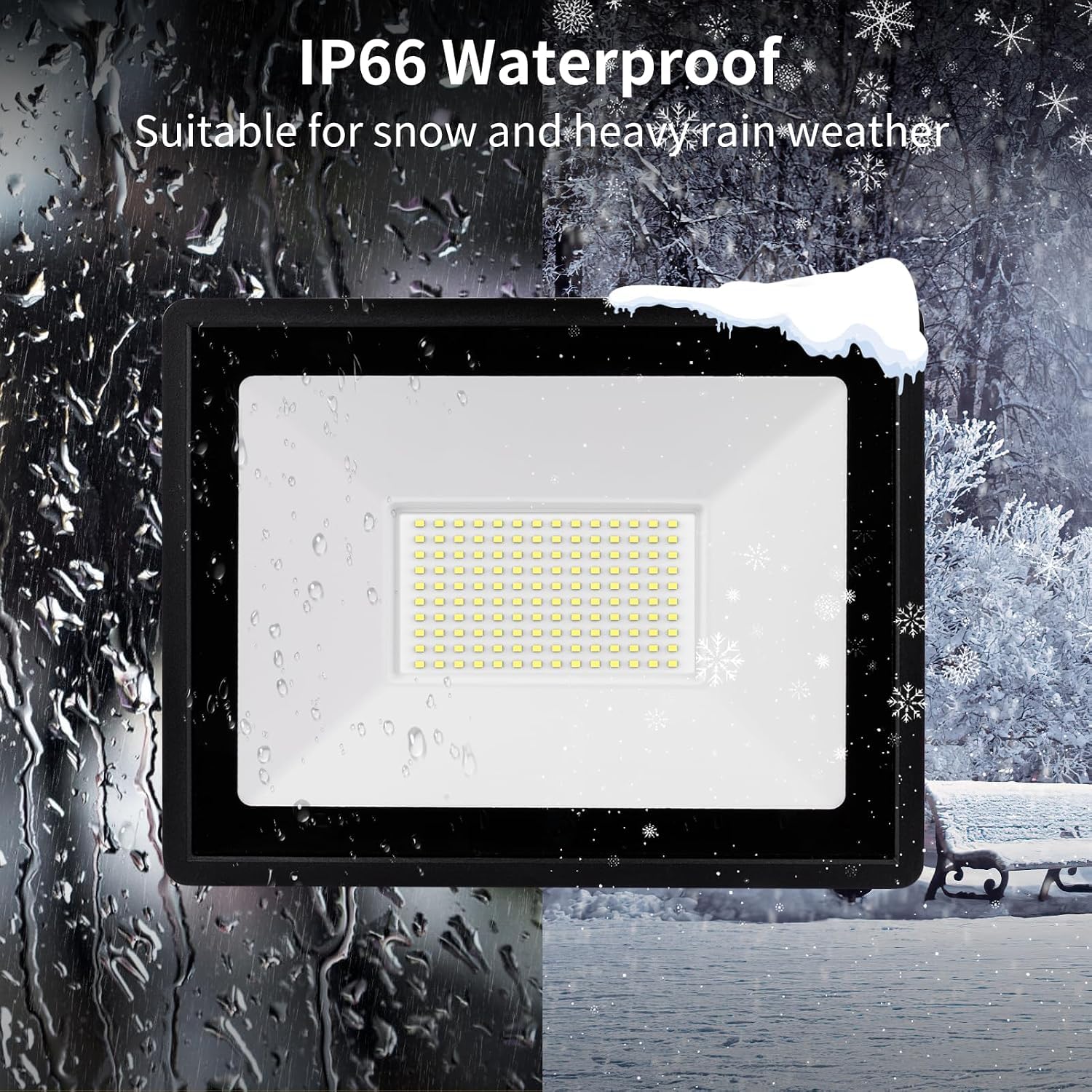 Reflektor LED 100 W, światła bezpieczeństwa IP66, super jasne światła światło LED 10000 lm, biały kinkiet światła dziennego 6500 K do ogrodu, patio, podwórka, podwórka, garażu(150W)