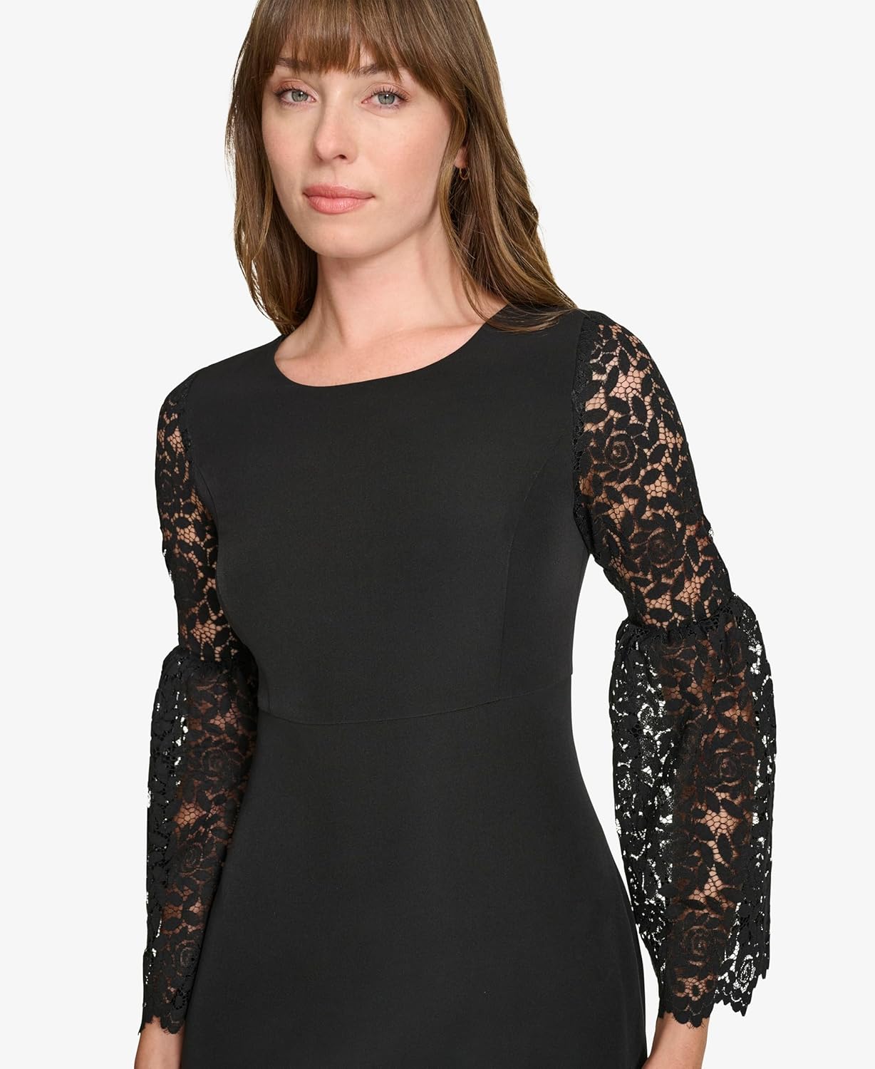 Tommy Hilfiger Womens Round Neck Long Flare Sleeves Elegant Sheath Dress - Image 4