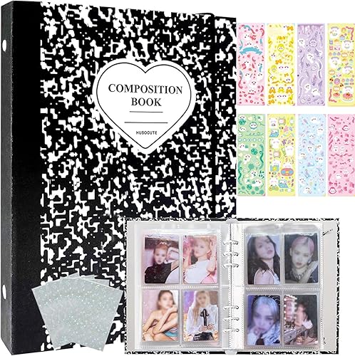 Kpop - Carpeta para tarjetas fotográficas Kpop de 3 pulgadas con 50 fundas holográficas para tarjetas y calcomanías coreanas Kpop, álbum de tarjeta
