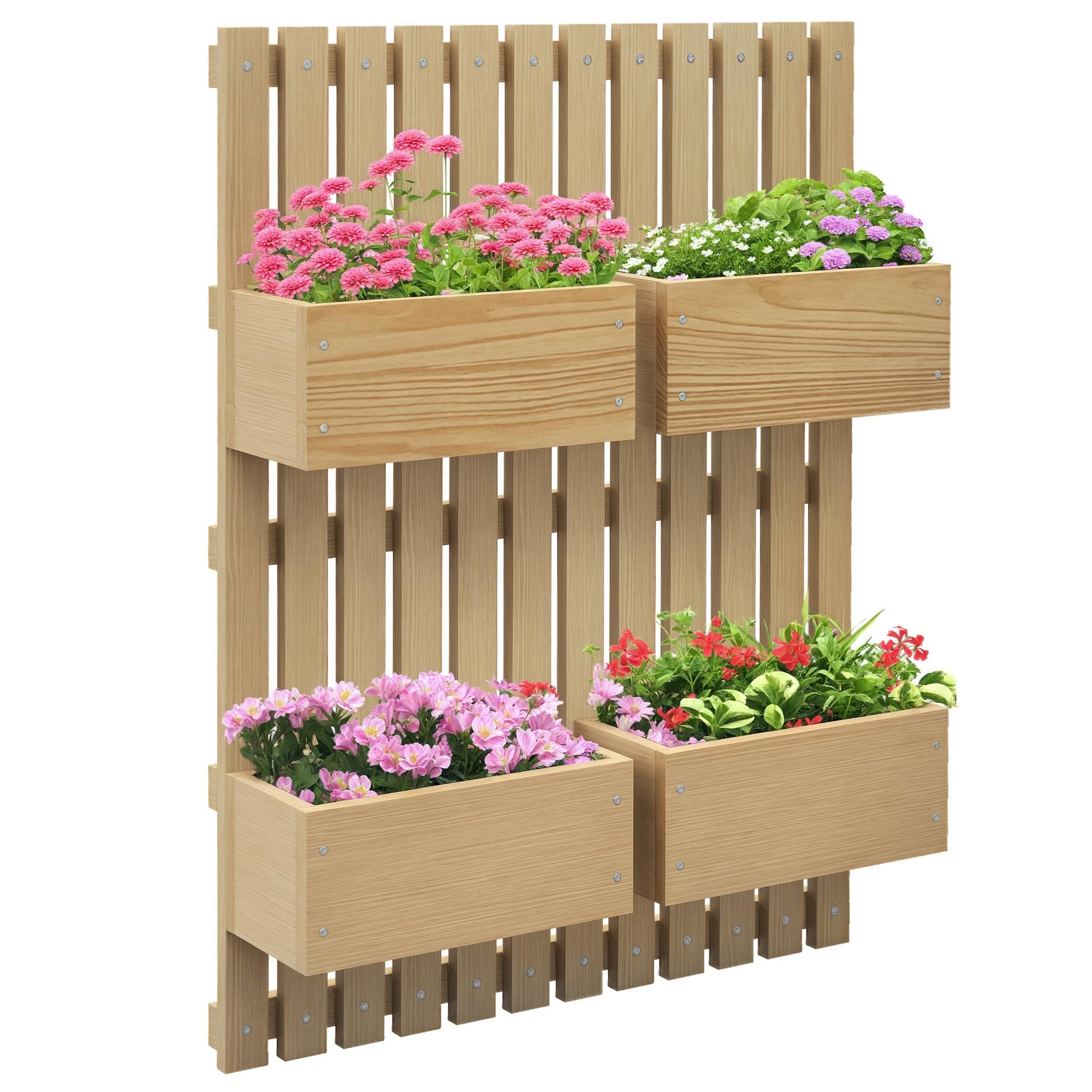 Amazon.com: Outsunny 4 Box Raised Garden Bed with Trellis for Vine