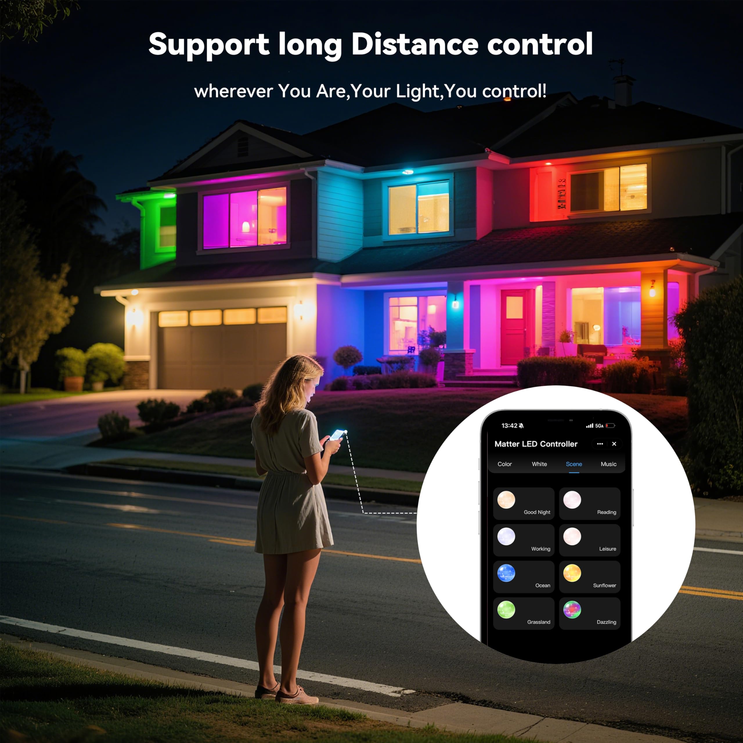 MIWISE Matter LED Controller,Controlador WiFi dimmable para luz de tira led,Compatible con Alexa/Google/Apple Home/Siri,para luz de tira led de color único/CCT/RGB/RGBCCT/RGBW COB,DC12-48V