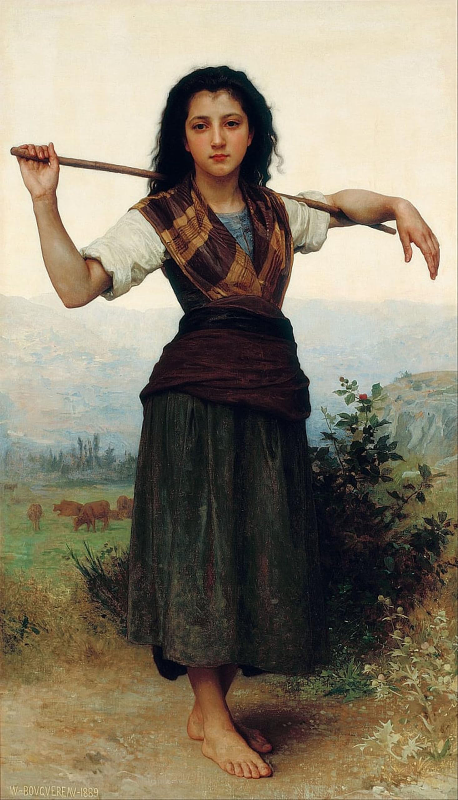 ARTXLXXBN Famous Prints Artwork Pictures Poster Painting Art the Virgin with Angels by William Adolphe Bouguereau Artwork Landscape Pictures for Home Decor 60x90cm