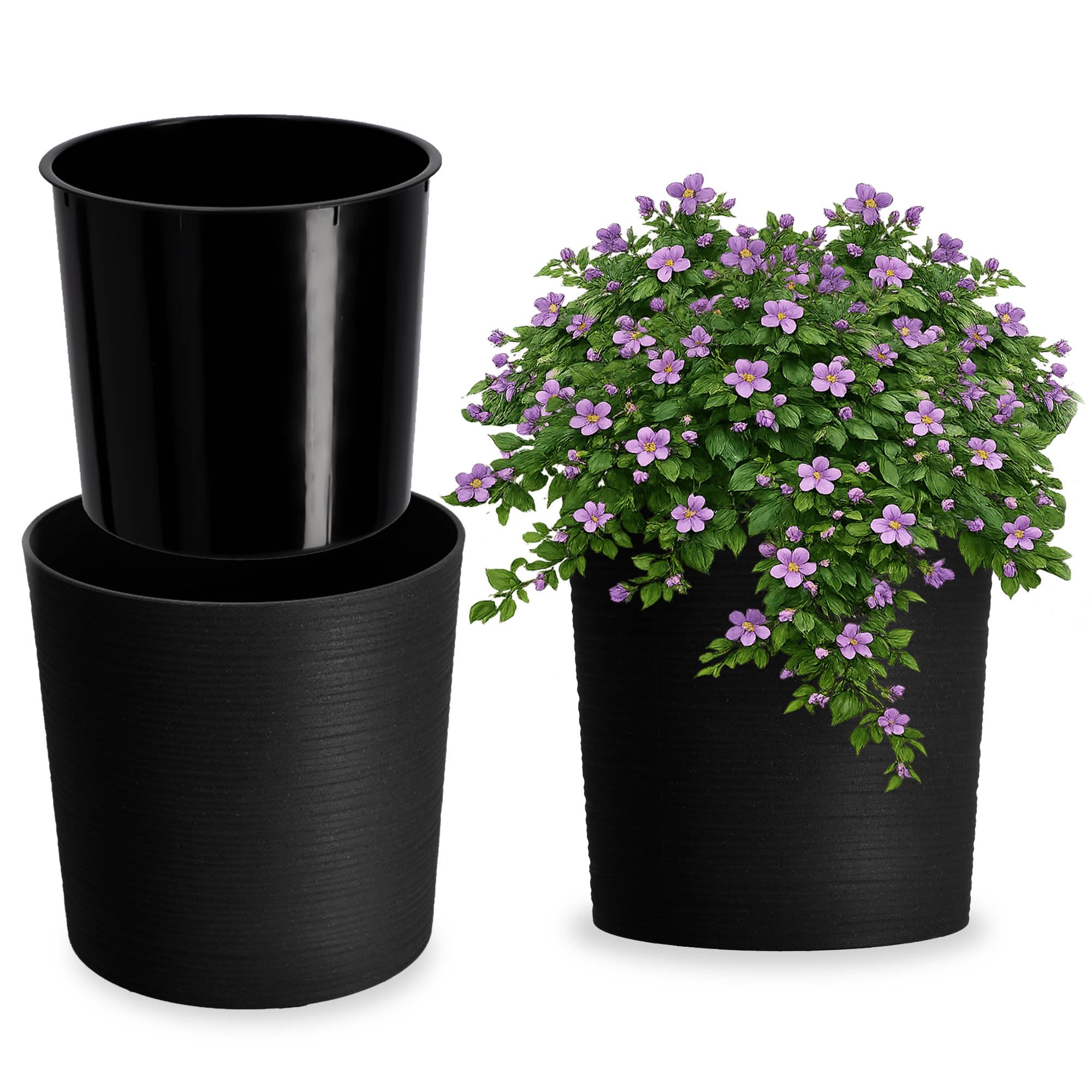 KADAX Blumentopf 30cm Übertopf | mit Einlage Wasserablauf | Gartenschale Blumenkübel | innen außen | wetterfest stabil elegant