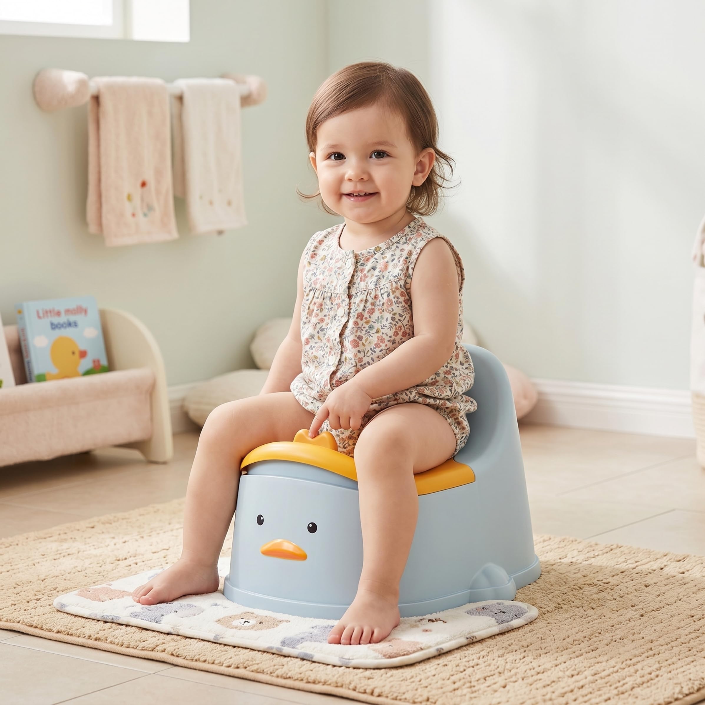 Töpfchen, Töpfchen-Trainingstoilette für Kleinkinder, spritzwassergeschützt und leicht zu reinigen, hohe Rückenlehne, (klein, 0–2 Jahre), blau;1
