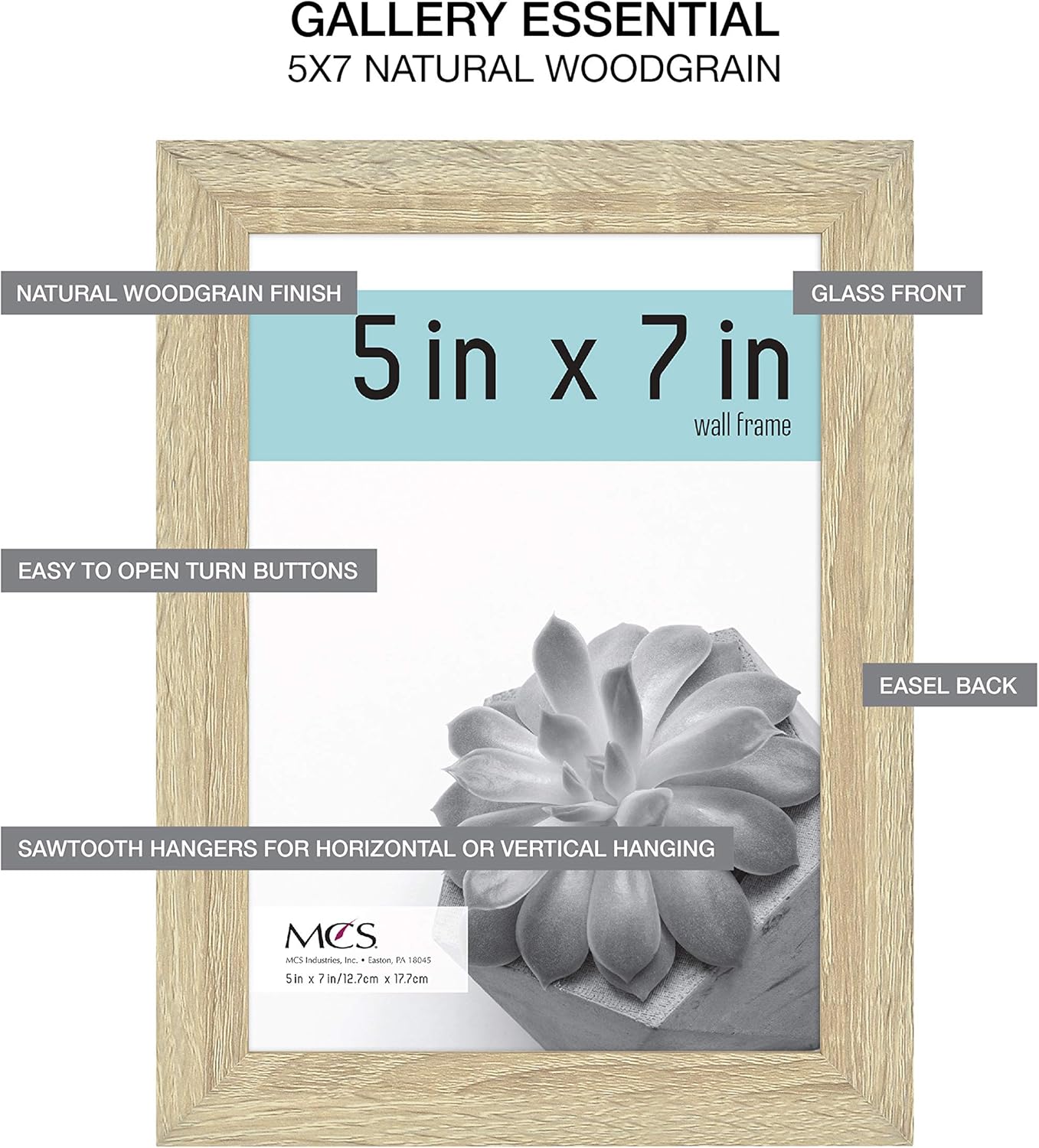 Top Rated MCS Essential Frame, Natural Woodgrain, 5 x 7 in, 12 pk